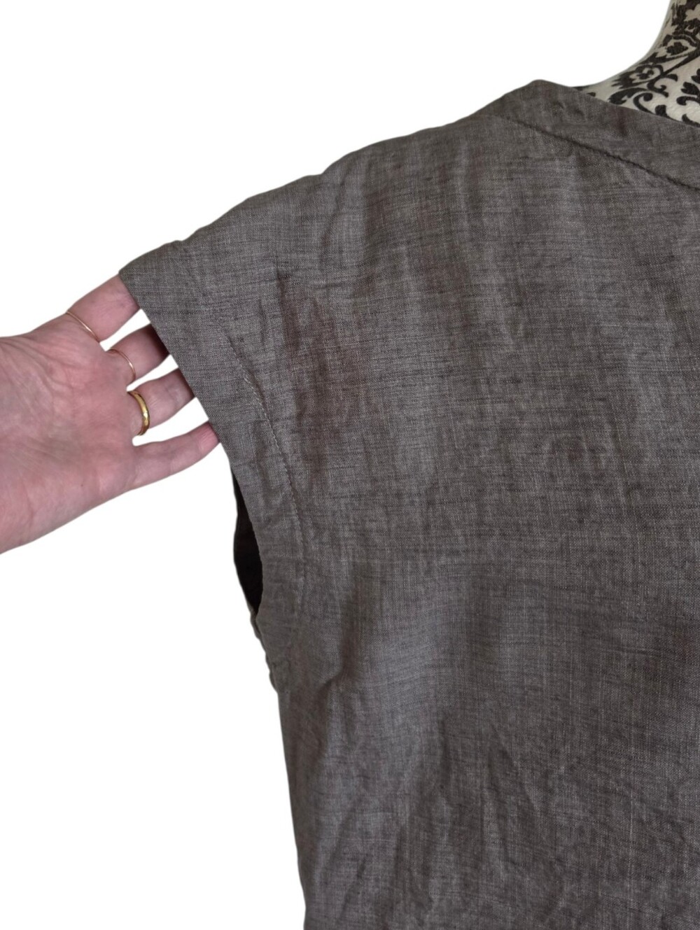 Hoi Bo Linen Jewel Neck Top Grey Womens Medium Lightweight Boxy Minimalist - Picture 5 of 8